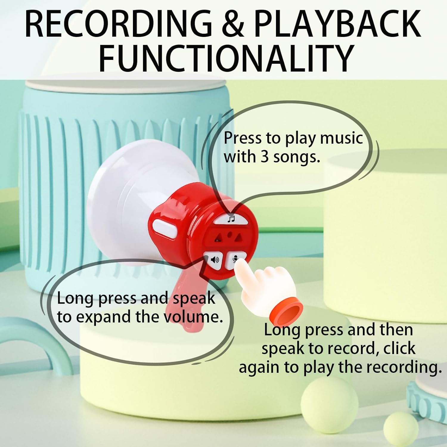 2Pcs Mini Megaphone Keychain – Funny Recording Speaker with Music, Gag Gift for Adults,for Game Night, Parties, Sports, and Outdoor Events