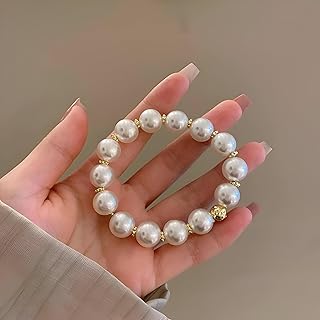 Elastic Ponytail Holders - Gorgeous Hair Ropes with Pearl Accents for Women, Perfect for Everyday Fashion and Special Events. (In the pattern shown, 1-piece)