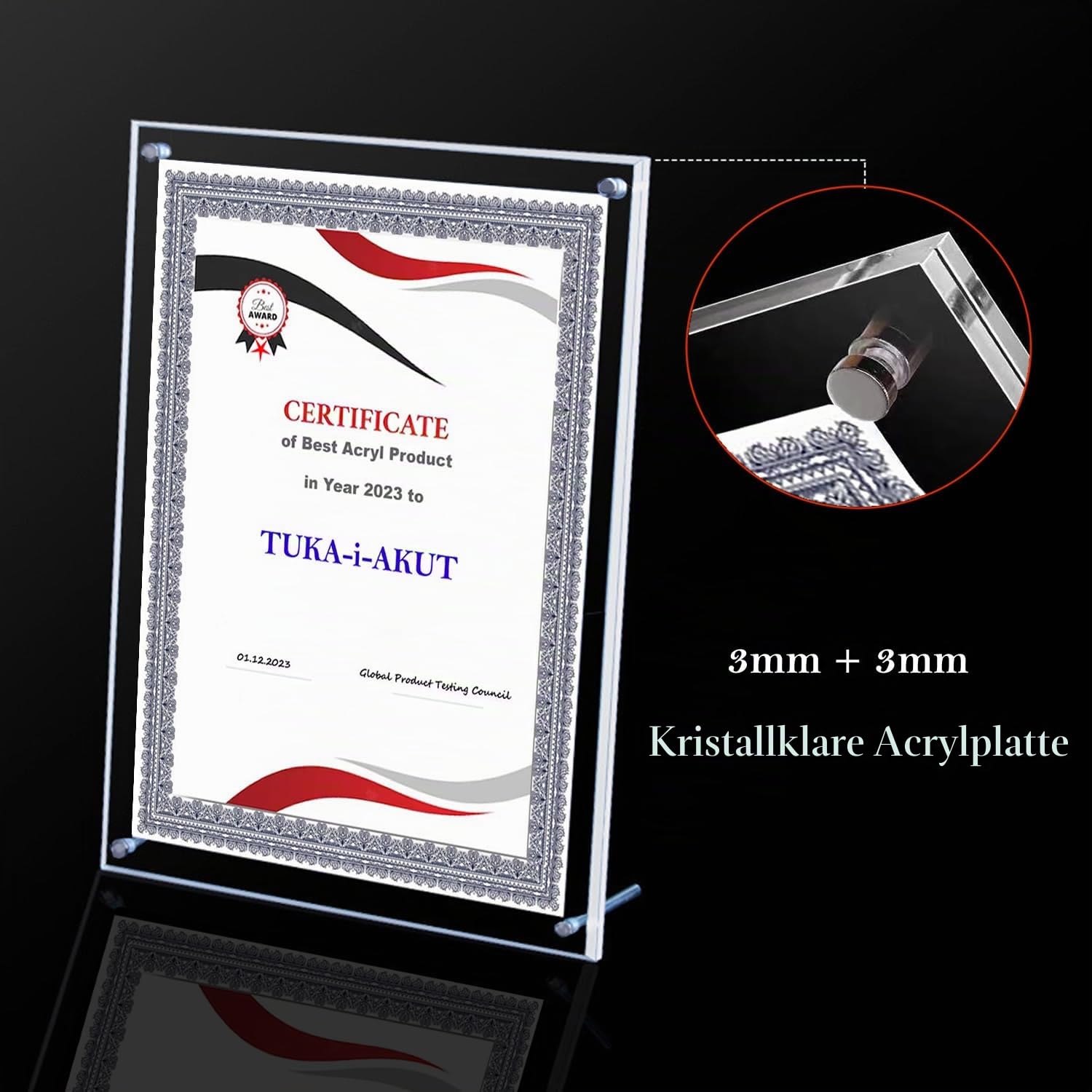 TUKA-i-AKUT 2X Acryl Bilderrahmen Rahmenlos für A4 Flyer, Doppelte Acryl Panel Kristallklar, Desktop Flyerstander Fotorahmen Display Rahmen für Familienfoto Zertifikat Poster, UV-Schutz, TKD9400-A4-2x