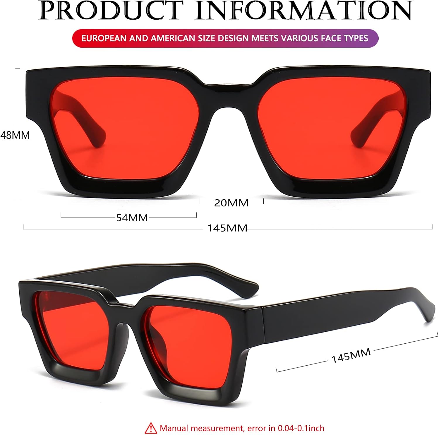 AIEYEZO Square Sunglasses for Women Men Square Thick Frame Sun Glasses Simple Designer Style Shades