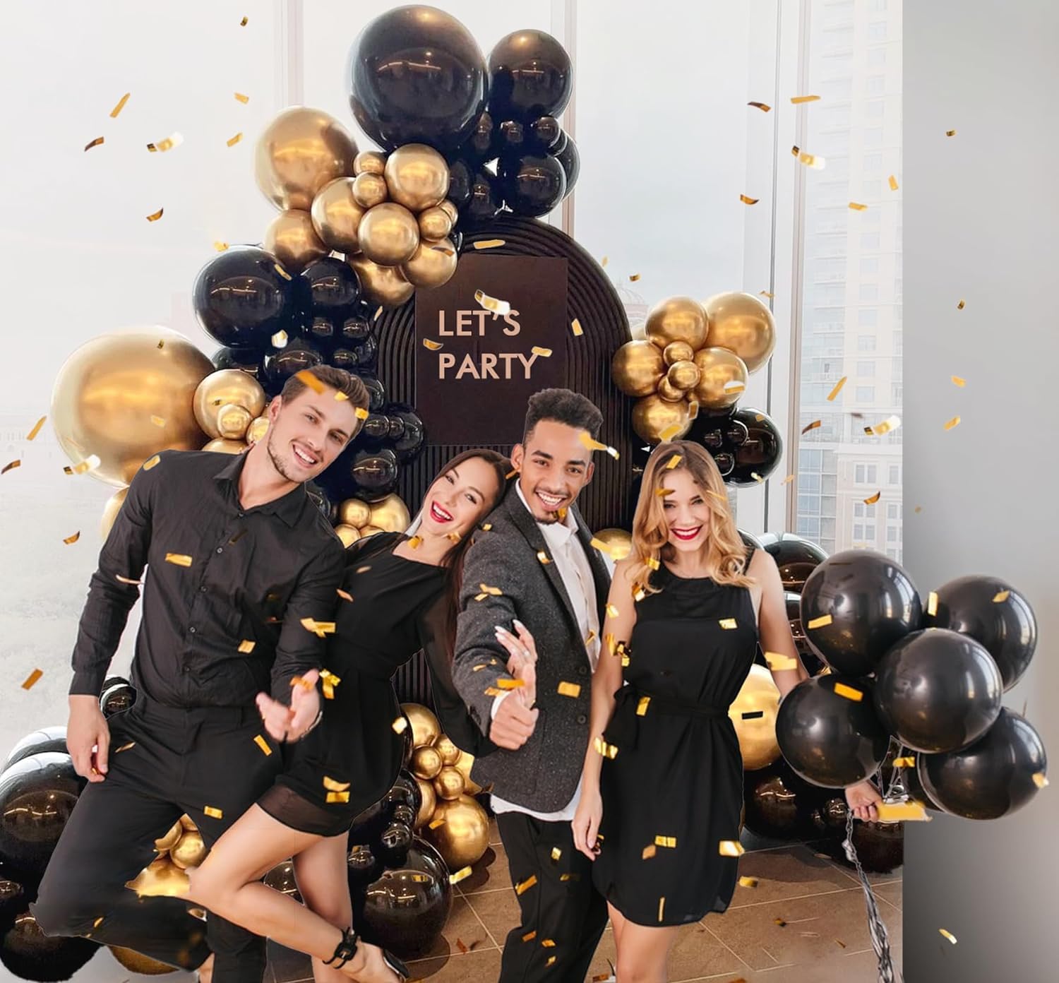 100pcs Metallic Gold Balloons 12 inch, Chrome Gold Balloons with Gold Ribbon for Birthday Graduation Engagement Wedding Party Decorations