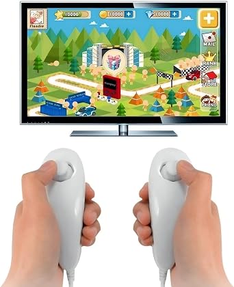 Multibao 2 Pack White Replacement Nunchucks for Wii, Gamepad Controller Compatible with Nintendo Wii