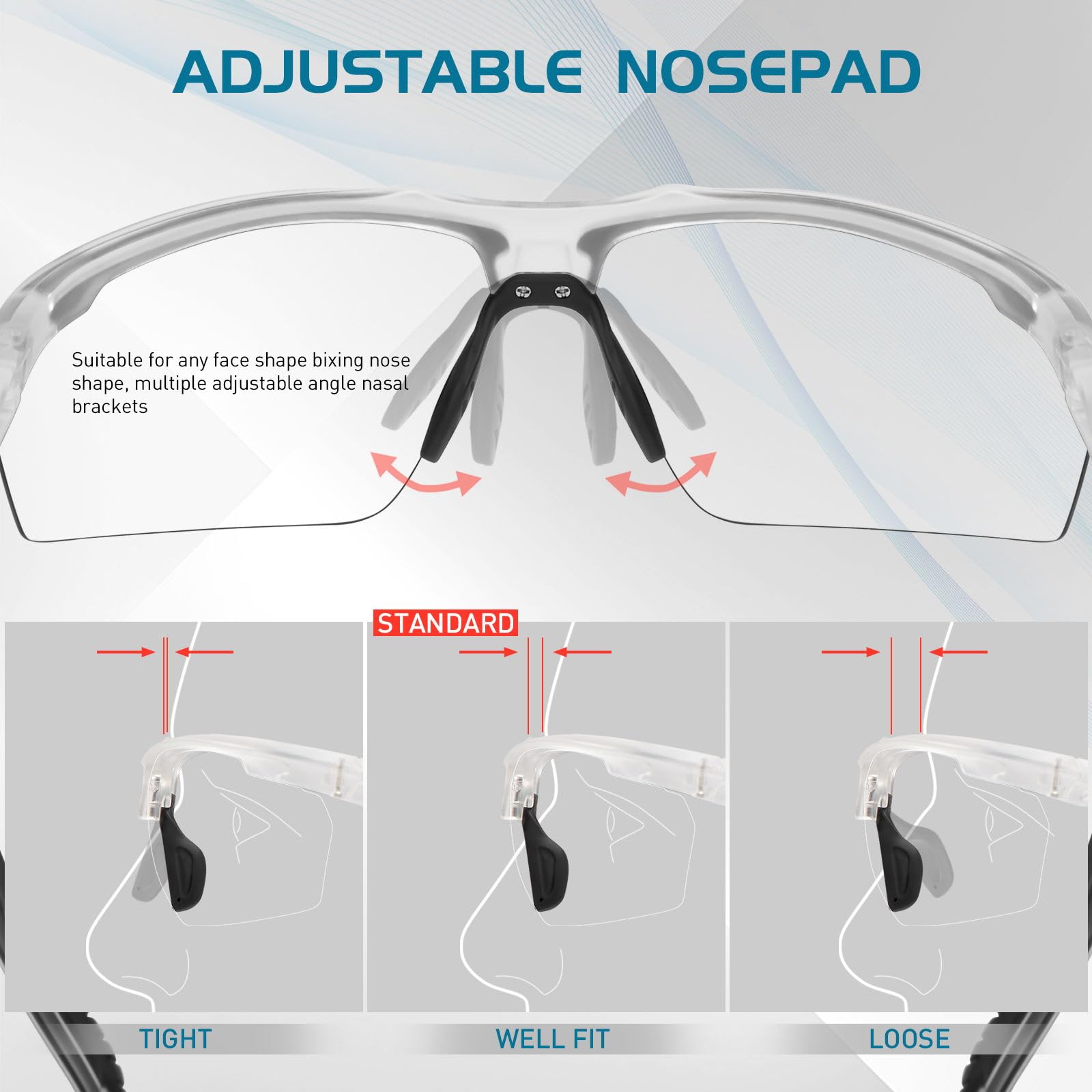 SCVCN Photochromatische Selbsttönend Fahrradbrille Herren Damen Sportsonnenbrille Klar Radsport Radfahren MTB S86