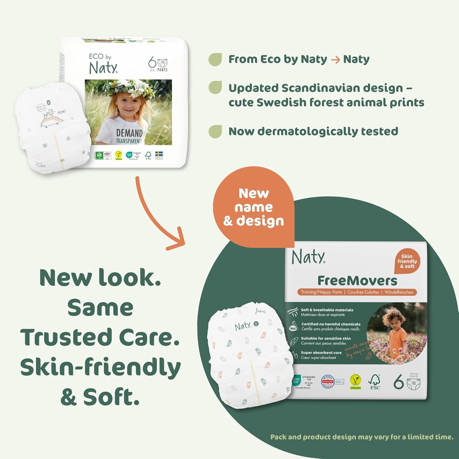 Naty FreeMovers Diaper Pants | Sensitive Skin Certified Potty Training Pants | Soft, Unscented | Absorbent & Leak-Proof | Unisex Baby & Toddler | Size 6, 4T–5T (30–44 lbs), 96 Count Size 6 (96 Count)