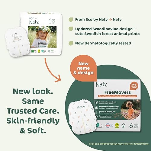 Miniatura 2 de Eco by Naty Pull Ups - Pantalones de entrenamiento hipoalergénicos y sin químicos, altamente absorbentes y respetuosos con el medio ambiente para