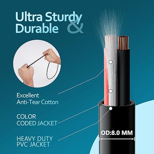 Miniatura 9 de Cable de cable de altavoz de calibre 162 de 100 pies, cobre estañado OFC, clasificación UL CL3, para interioresexteriores, serie Pro 16 AWG-UV,