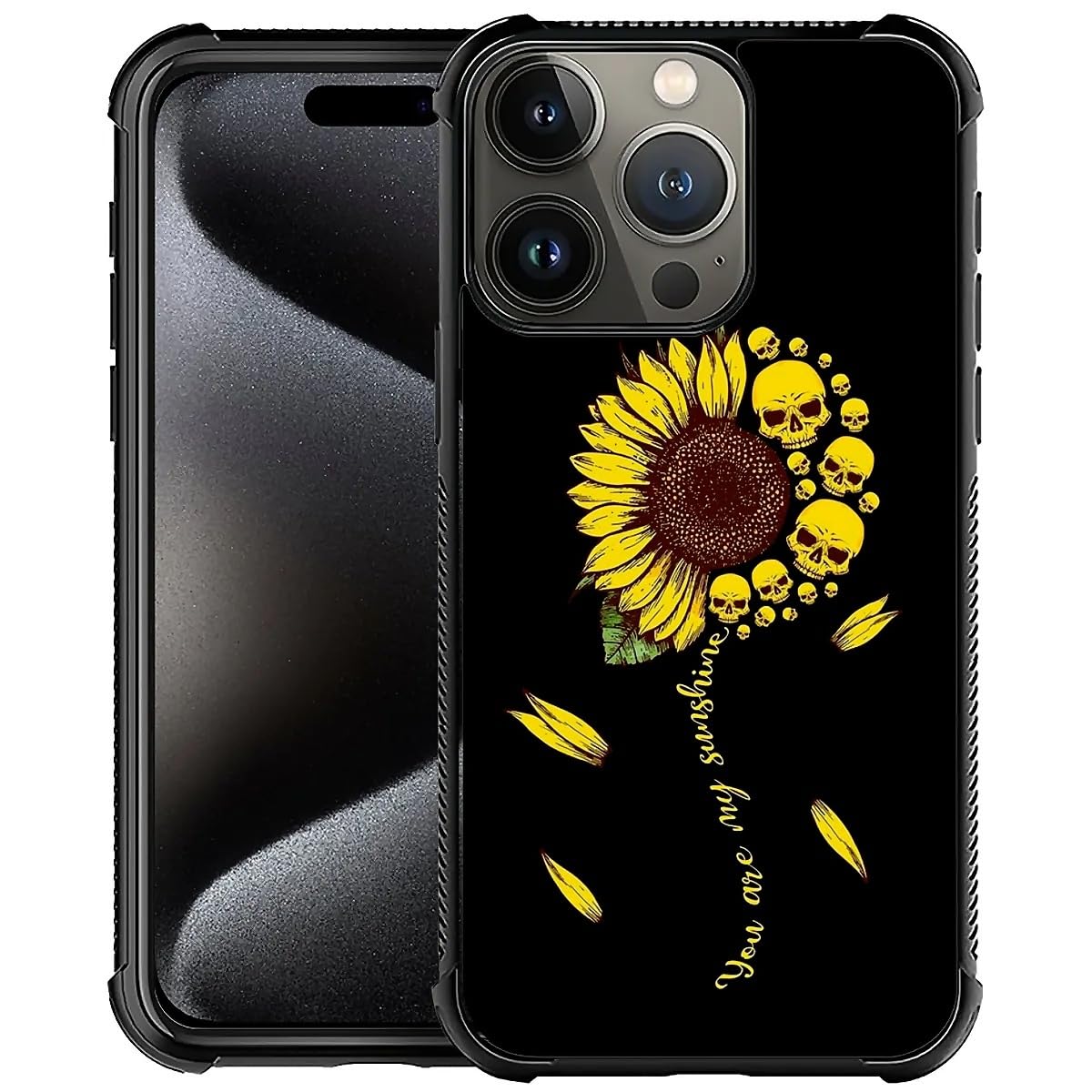 ZHEGAILIAN Compatible with iPhone 16 Pro Max Case,Headbone Sunflower Pattern Anti-Scratch Cover for Girls Boys,Four Corners Desgin Shockproof Bumper