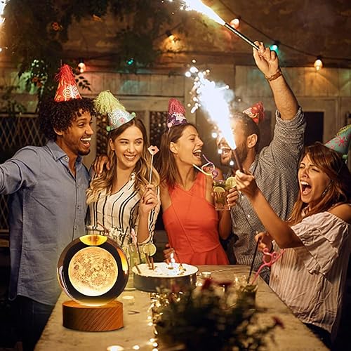 Miniatura 6 de Aychingye Luz nocturna de bola de cristal 3D, 3.15 pulgadas, 16 colores que cambian con control remoto y base de madera, adornos de bolas de cristal