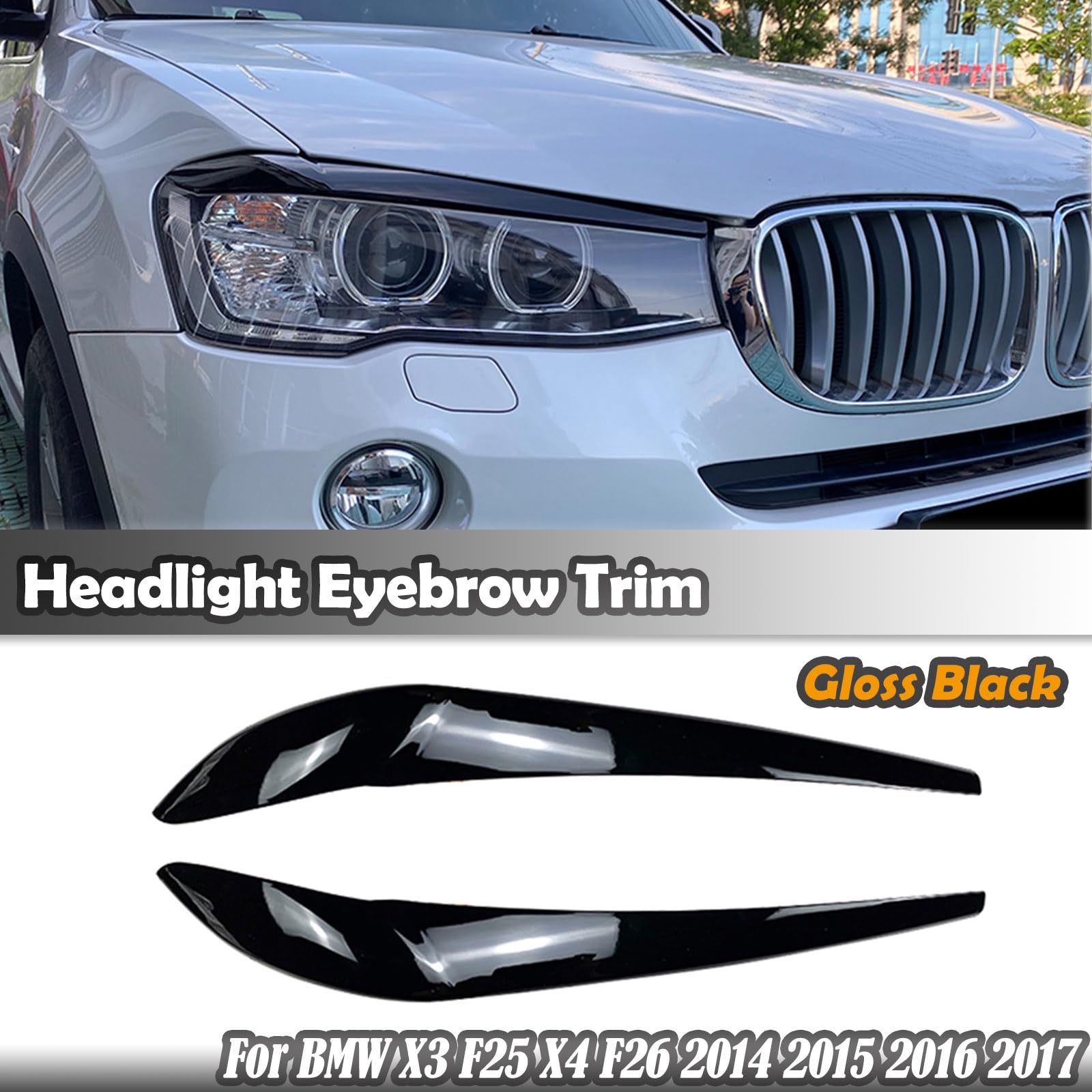 2 x Scheinwerfer-Augenbrauen Trim für BMW X3 F25 X4 F26 2014-2017 15