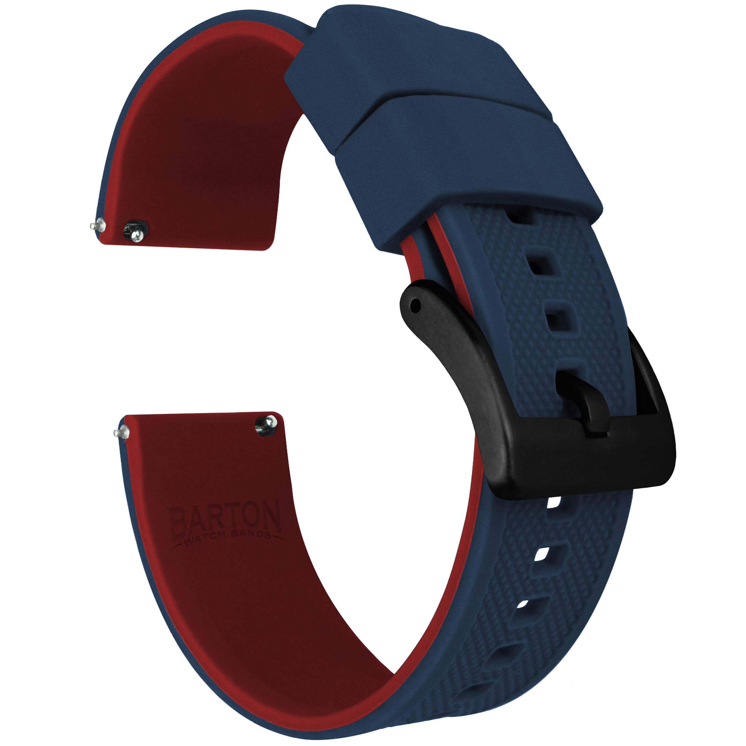 BARTON Elite Silicone Watch Bands - Quick Release - Choose Strap Color &amp; Buckle Color (Stainless Steel, Black PVD or Gunmetal Grey) - 18mm, 20mm, 22mm &amp; 24mm Watch Straps