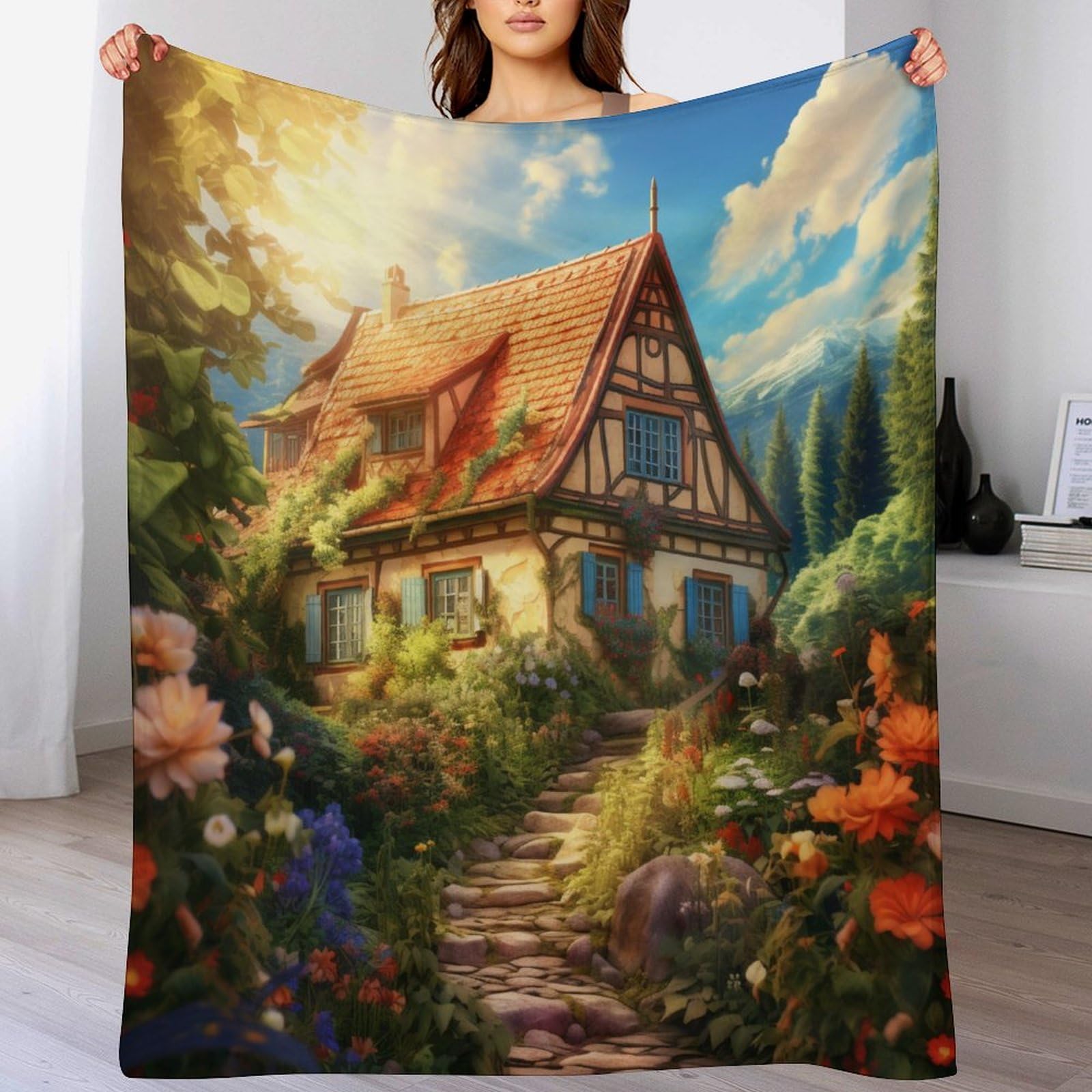 Couverture chalet flannel pour des soirées cocooning au canapé 180x200
