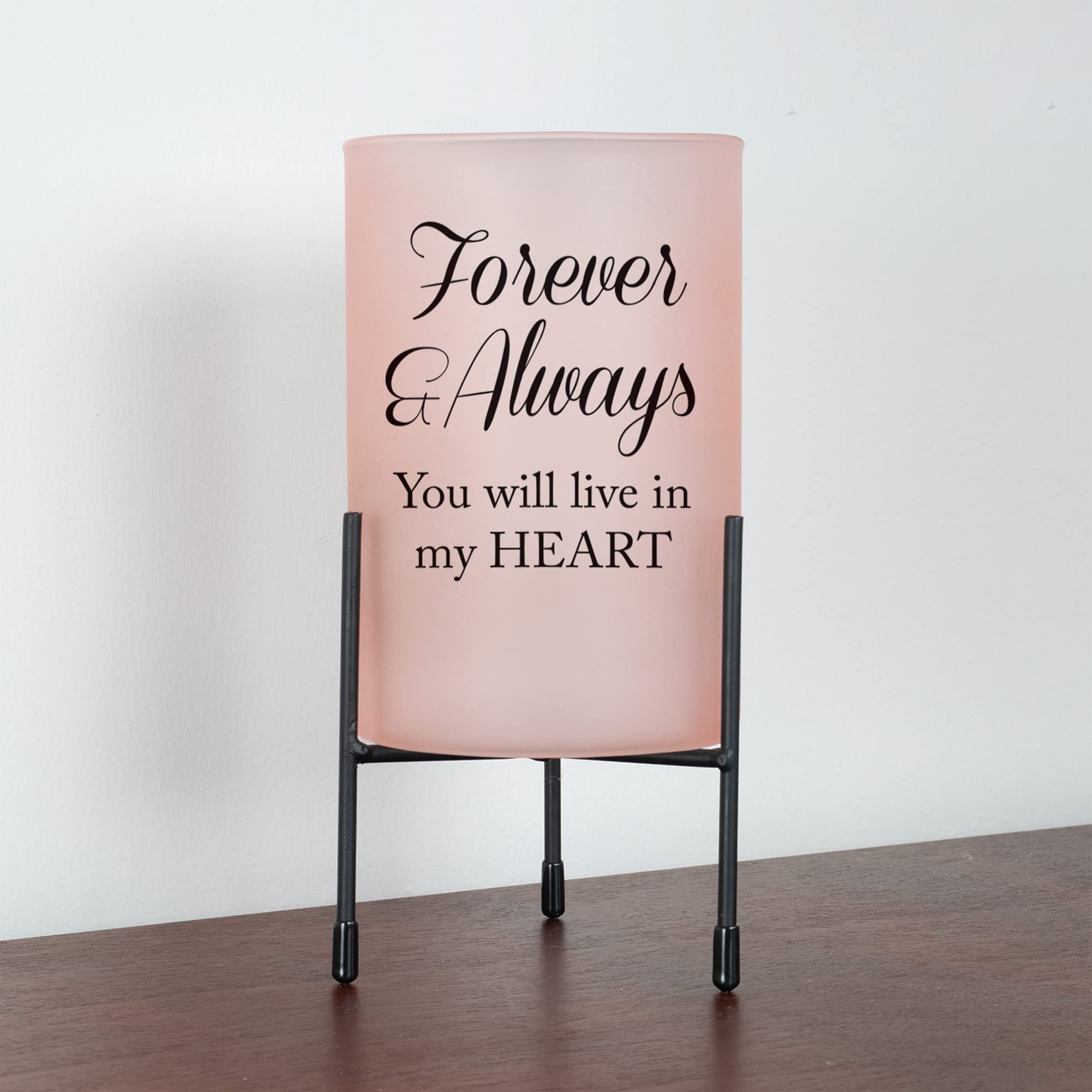 Elanze Designs Forever and Always Pink 8 inch Glass Hurricane Candle Holder