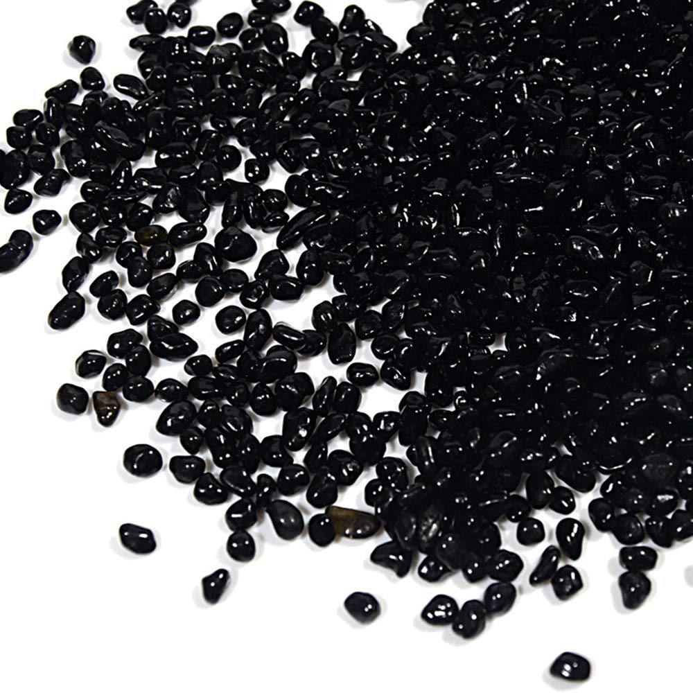 XIZHI - Arena de Grava Natural Decorada para Acuario de 1 Libra para Peces, Tortugas, Paisaje Inferior o macetas, decoración de jardín（Negro）