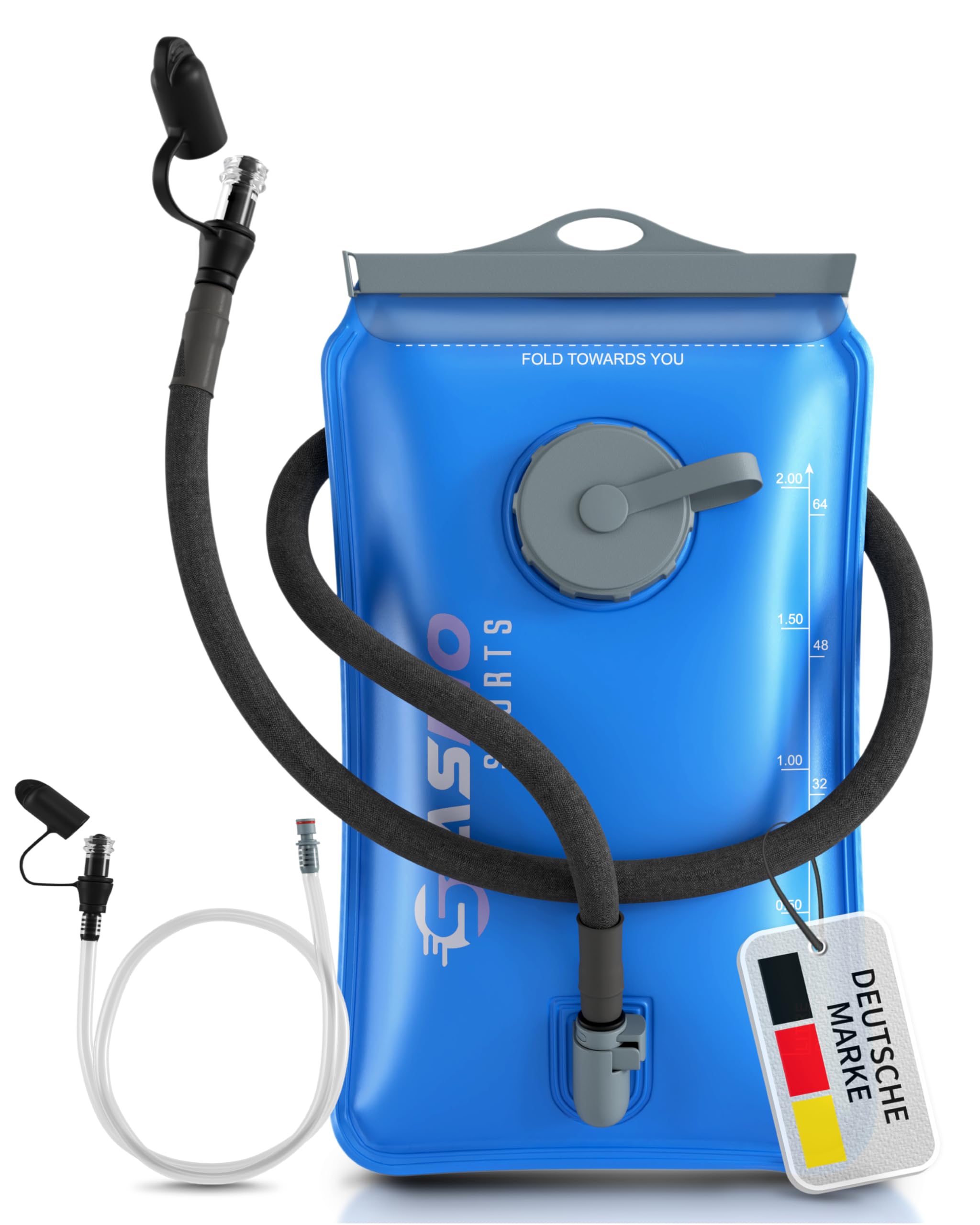SASMO 2L Hydration Bladder – BPA-Free, Leakproof, with Insulated Hose – Water Reservoir for Backpack, Hiking, Cycling, Outdoor & Camping – LFGB Certified-image-8