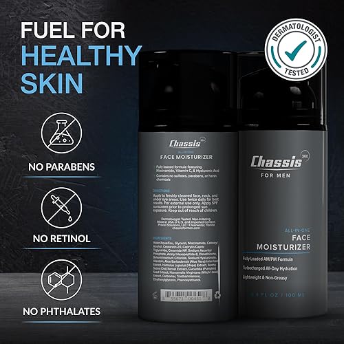 Miniatura 5 de Chassis Hidratante facial todo en uno, hidratante facial hidratante para hombres con vitamina C y ácido hialurónico, libre de ftalatos, parabenos y
