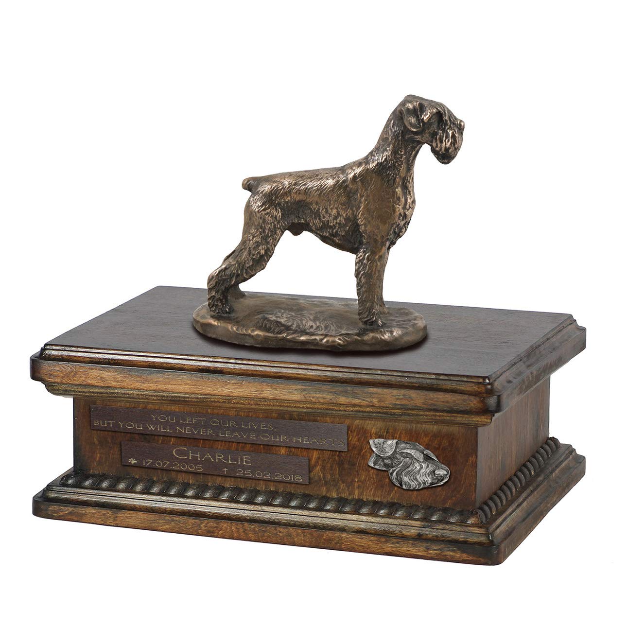 Urne pour les cendres de chien Schnauzer grande capacité 5L statue bronze Art-Dog