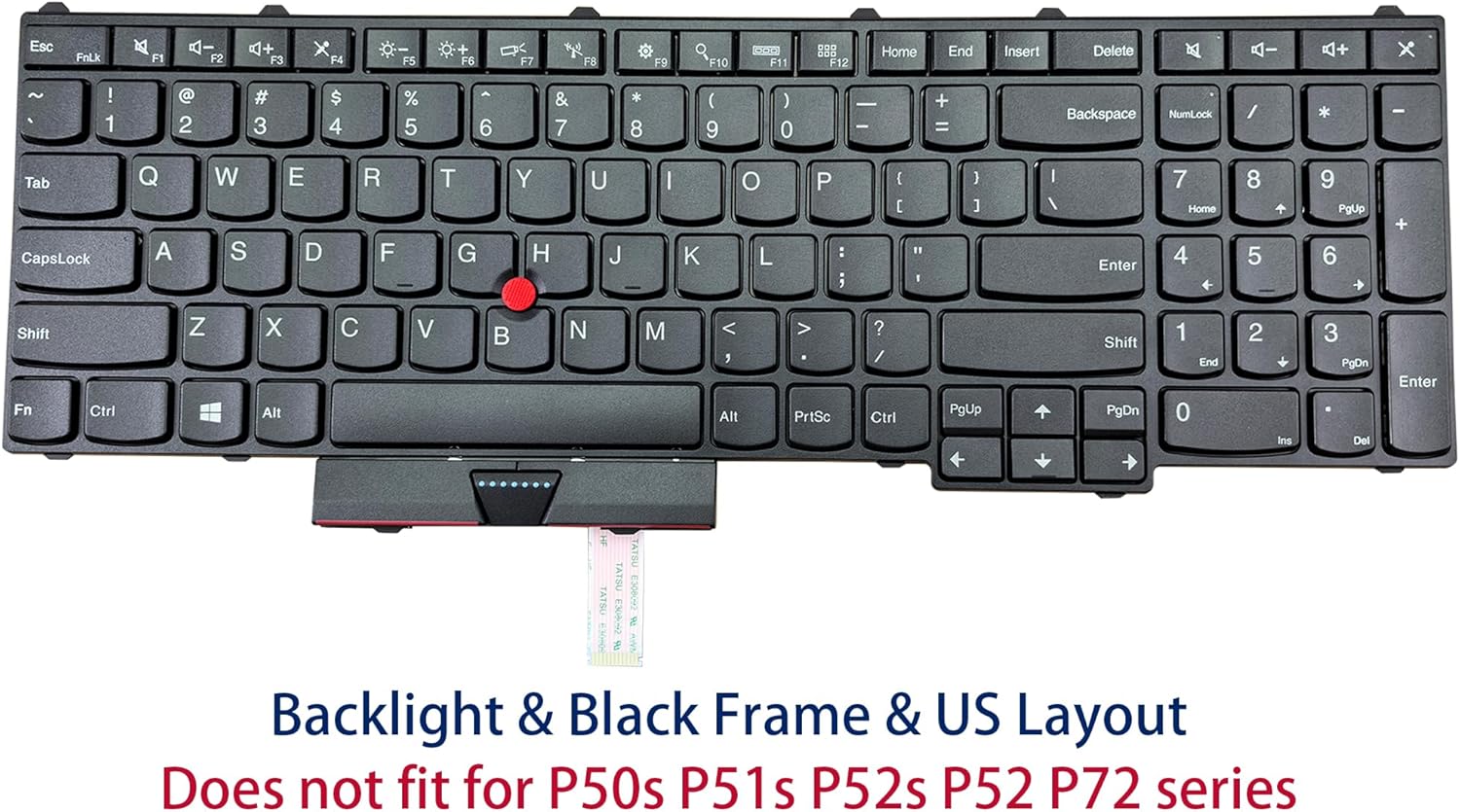 BestParts Non-Backlit Laptop Keyboard Replacement for Lenovo Thinkpad P50 P51 P70 P70s P71 US Layout Black Frame with TrackPoint 00PA247 00PA329 (Does Not Fit P50s,P51s,P52s,P52,P72)