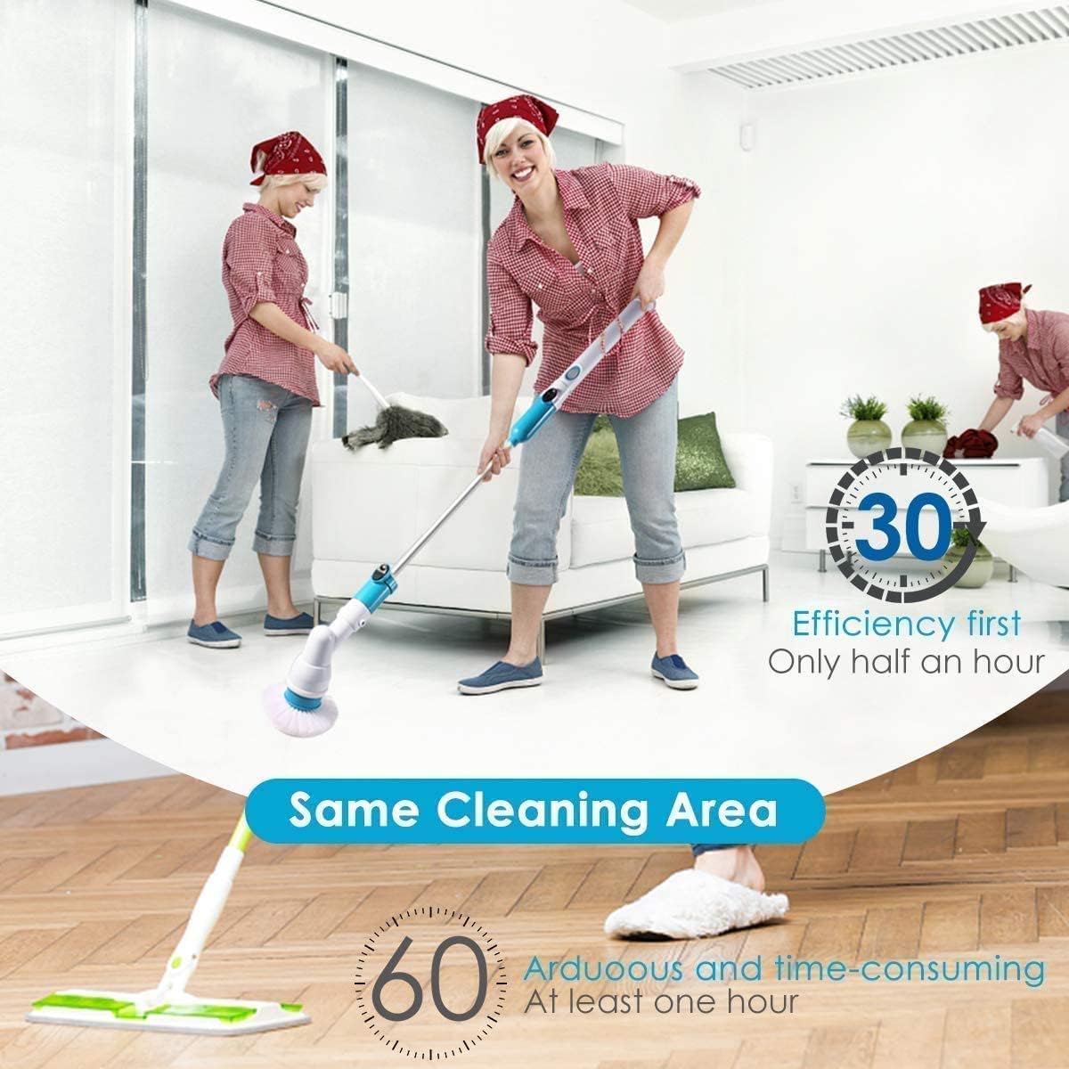 Spin Scrubber, Shower Scrubber, Cordless Power Cleaner with 3 Replaceable Cleaning Brush Heads for Bathroom, Floor, Tile and Bathtub