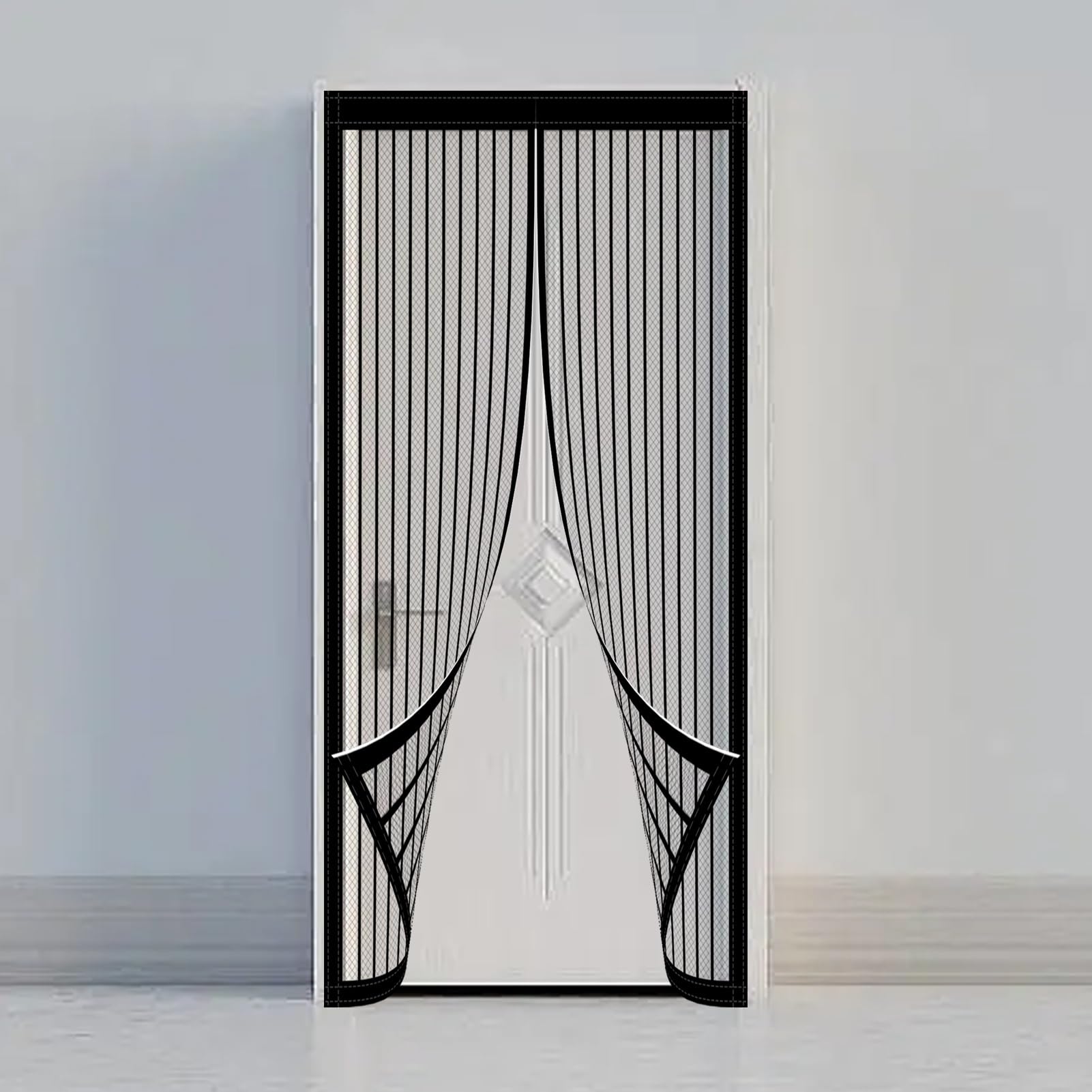 Lzjd Black Mosquito Door Net Magnetic 76 X 189 Cm No Drilling Magnetic Fly Screens For Doors Keep Bugs Out For Windows Doors Patio,