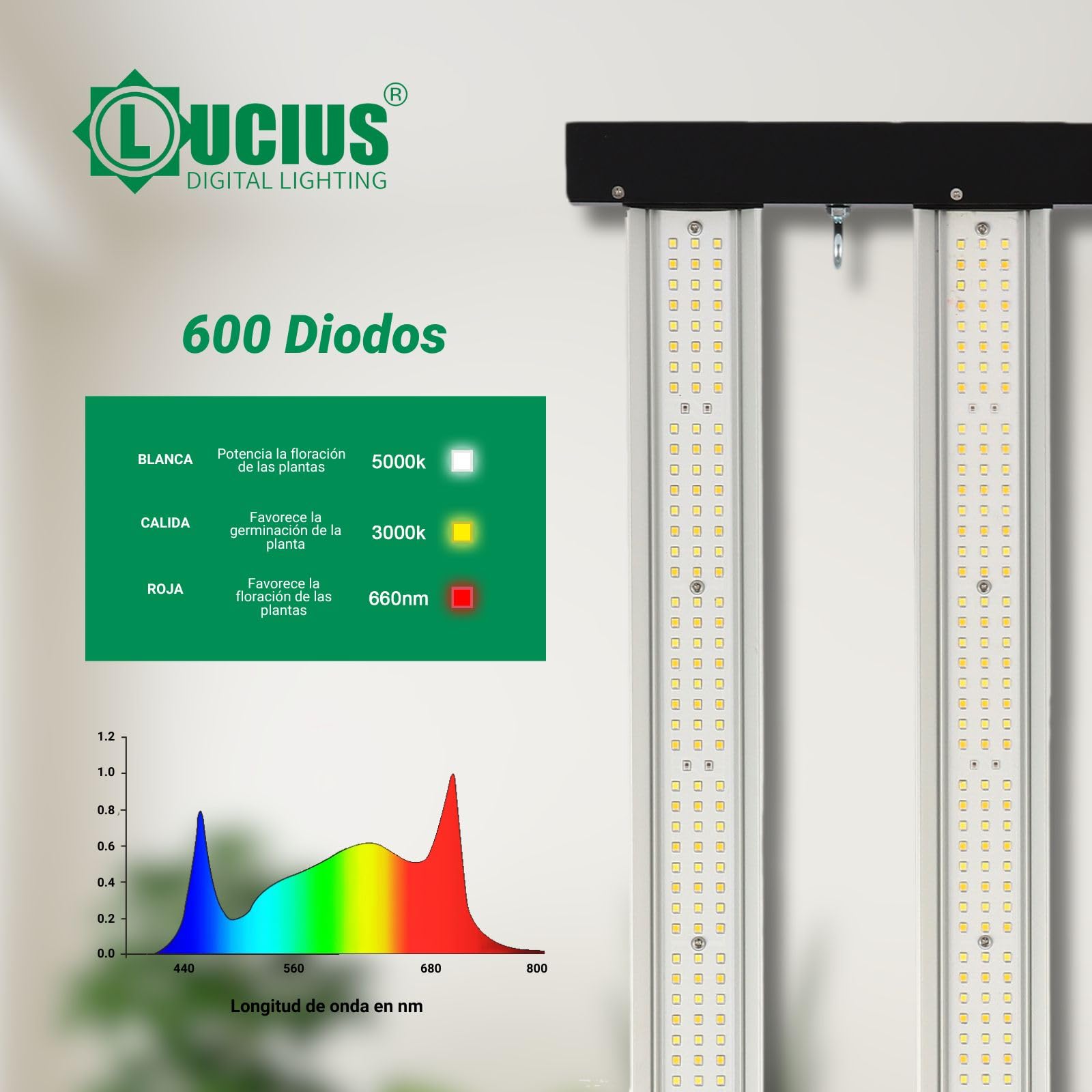 LED 120W Black Label - Luz para plantas de espectro completo – 2.9 µmol/J, Potencia Regulable, Iluminación Profesional para Cultivo Interior