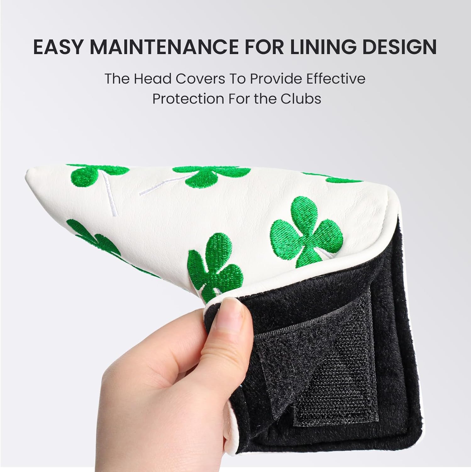 Copri Testa da Golf per Conducente E Fairway, Copri Testa Putter Trifoglio Copertura per Putter in Pelle PU con Chiusura Magnetica per Mazze Putter Stile