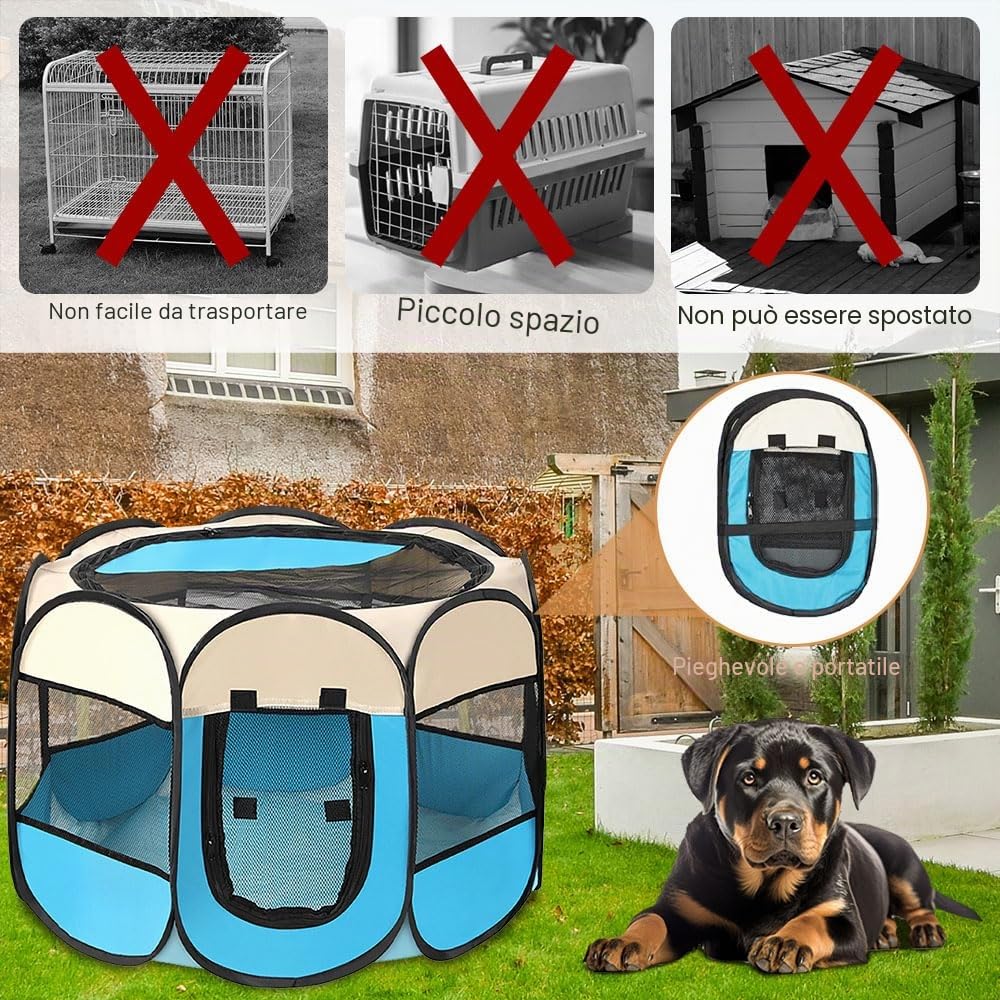 Cucciolo Portatile che Corre,Box per Cane da Corsa Stabile Guscio Gatto Pieghevole,Cane Elastico in Tessuto Oxford Impermeabile,Cane Gabbia Per Gatto,Cane,Caneconiglio(Bianco Blu,S,8)