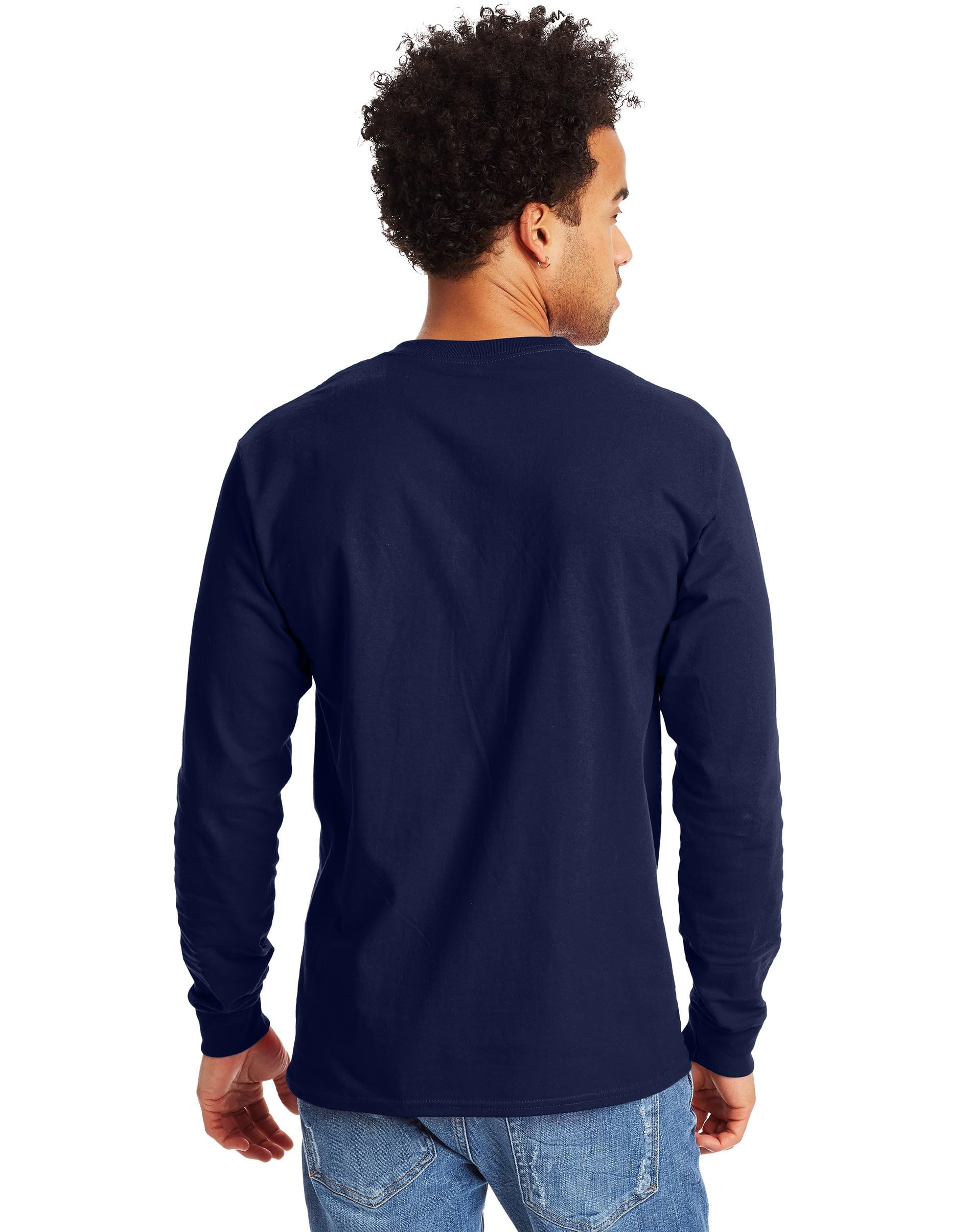 Hanes Essentials T-shirt z bawełny, z długim rękawem, dla mężczyzn, lekka stal, mała, Stal lekka, S