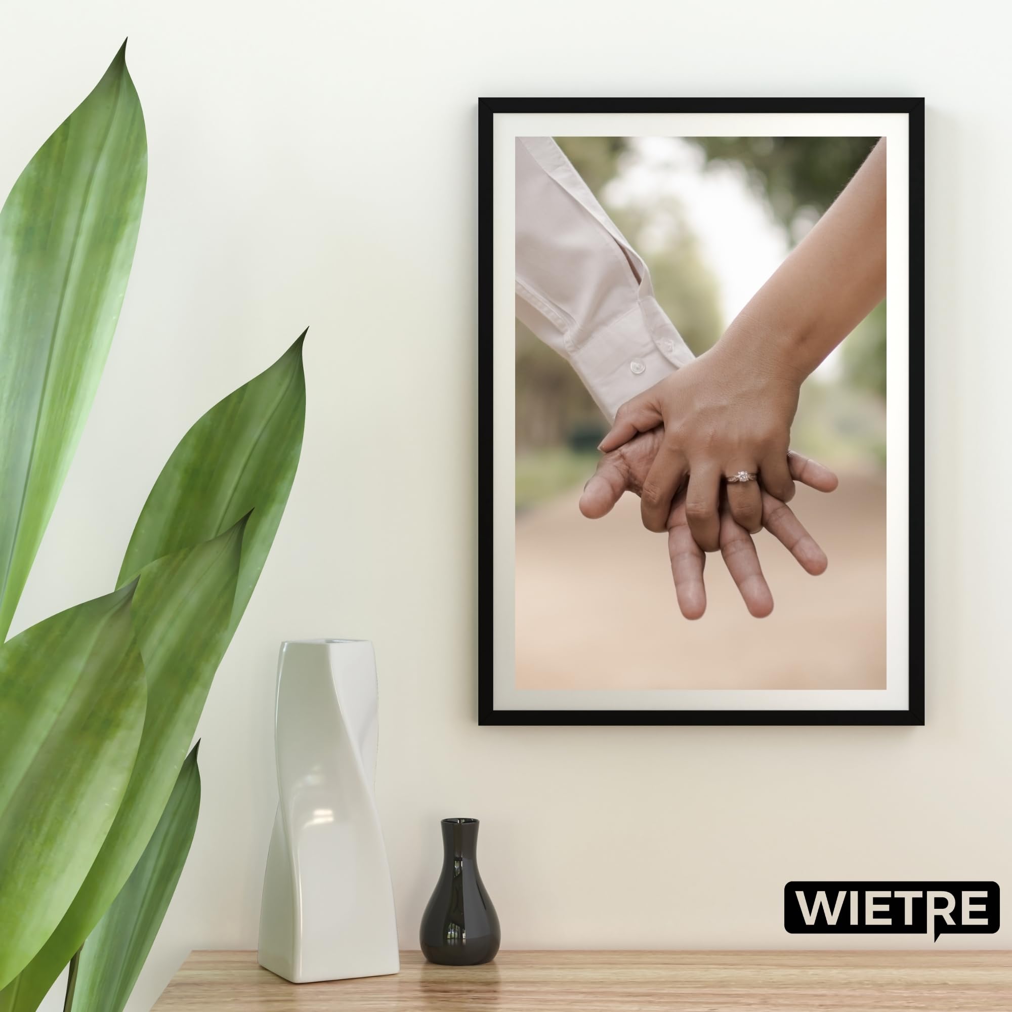 Cornice portafoto A4, 21 x 30 cm, in legno MDF bianco, cornice per poster, vetro acrilico infrangibile, da appendere e appoggiare, per foto, immagini e poster