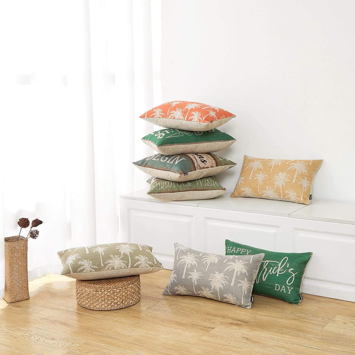 TRENDIN Palm Tree Pillow Covers 20x12 Inch Beach Decoration Tropical Cushion Cover Lumbar Pillowcase for Couch Sofa Linen Orange PL987TR - Image 9