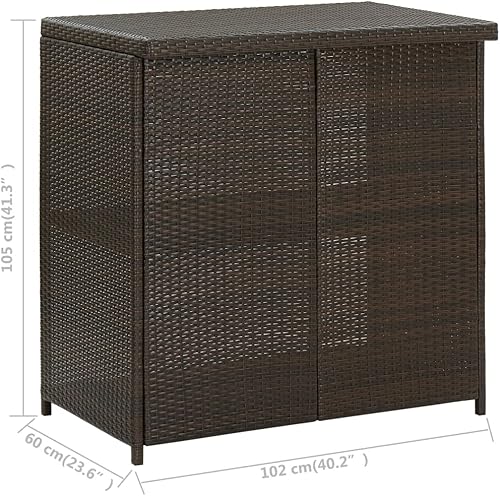 Miniatura 9 de 3-Piece Bar Table Set with Storage Shelves, PE Rattan and Steel Bistro Set Indoor Outdoor, Lightweight Brown Kitchen Furniture for Small Spaces