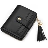 Wallet Women Small RFID Blocking Bifold Credit Card Wallets with ID Window and Tassel Zipper Coin Pocket Ladies Wallet