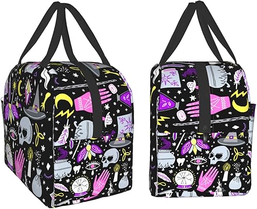 Miniatura 3 de Lonchera gótica de bruja mágica, bolsa de almuerzo reutilizable, aislada, contenedor de alimentos para niñas, niños, hombres, mujeres, escuela,