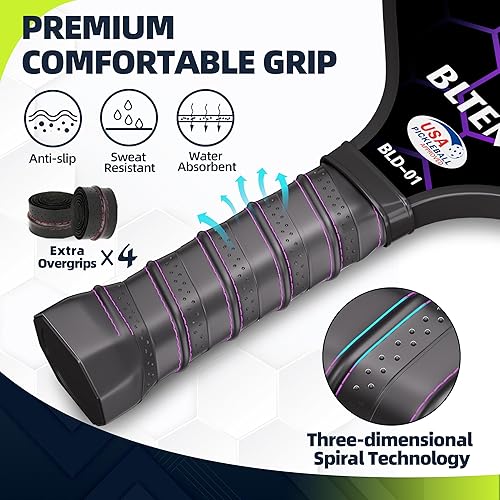 Miniatura 5 de Pickleball Paddles- USAPA Approved-Fiberglass Pickleball Paddle Set of 4 Pickleball Rackets, 4 Outdoor Indoor Pickleball Balls, Pickleball Bag,