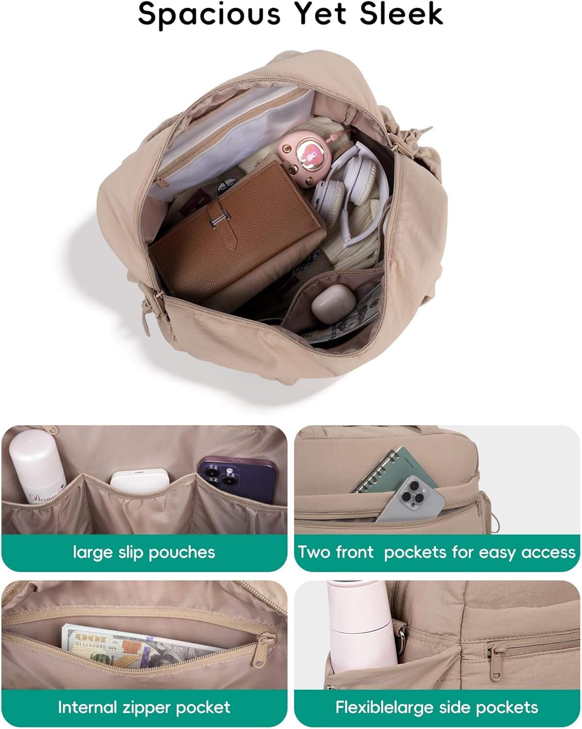 Urbanstand Gym Bag for Women, Lightweight Duffle Bag for Travel with Wet Pocket, TSA Friendly Carry On Duffel Bag for Weekender, Sports, Work, Yoga, Fitness - Brown