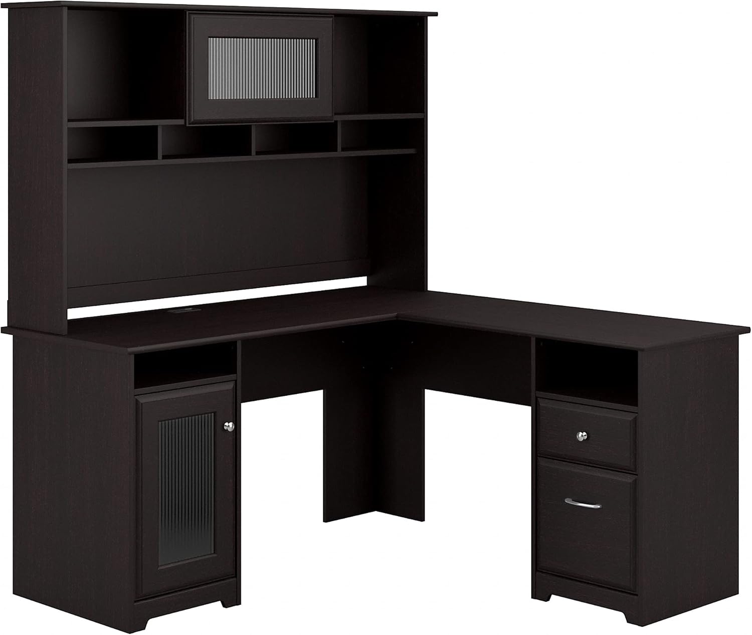 Buy Bush Furniture Cabot L Shaped Desk with Hutch in Espresso Oak