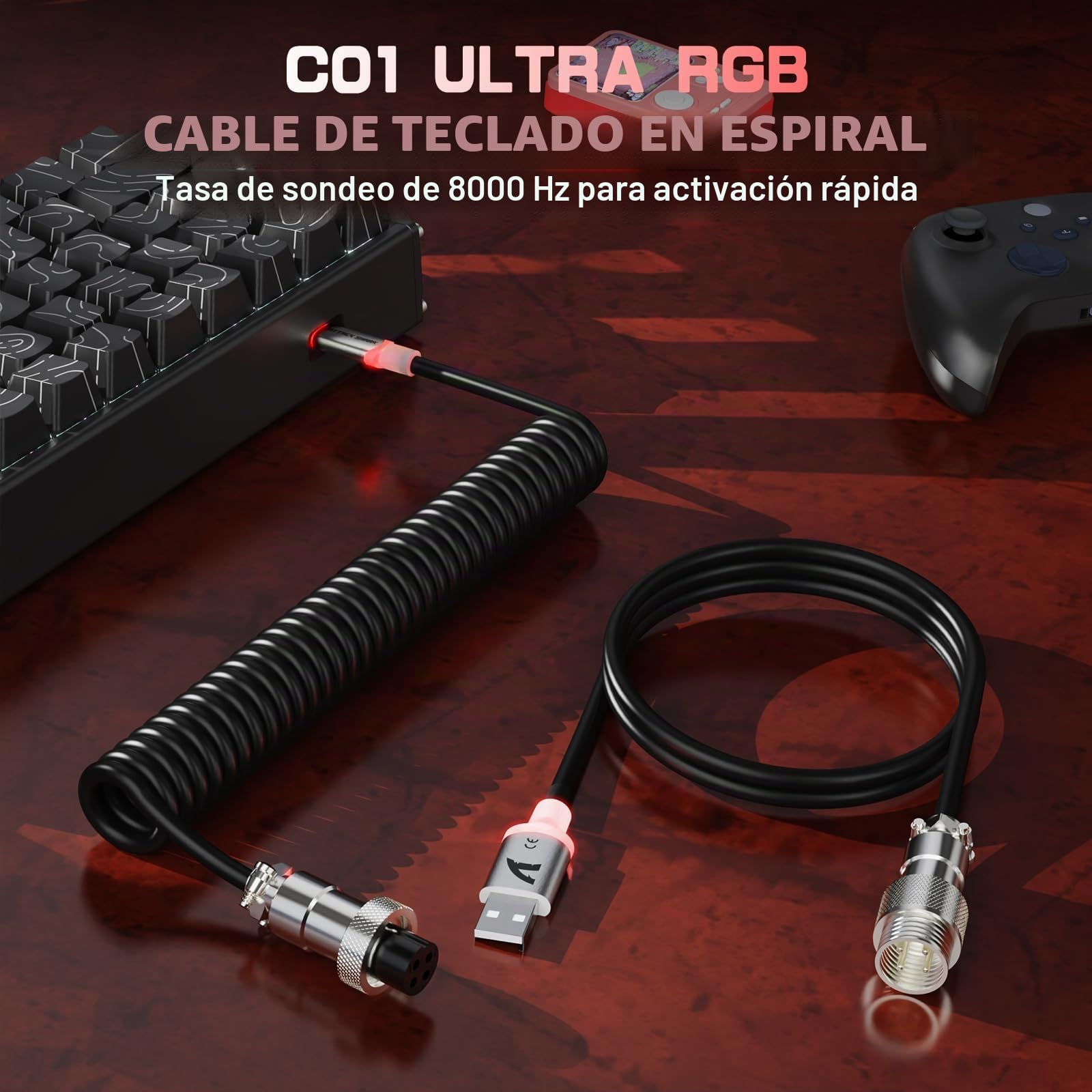 ATTACK SHARK X68MAX HE Teclado de Aluminio CNC Completo, 8KHz Rapid Trigger, Accionamiento Ajustable 0.005mm, Gaming RGB Cableado con Interruptor Magnético, Snap Tap,Cable C01Ultral (Contornos Negro)