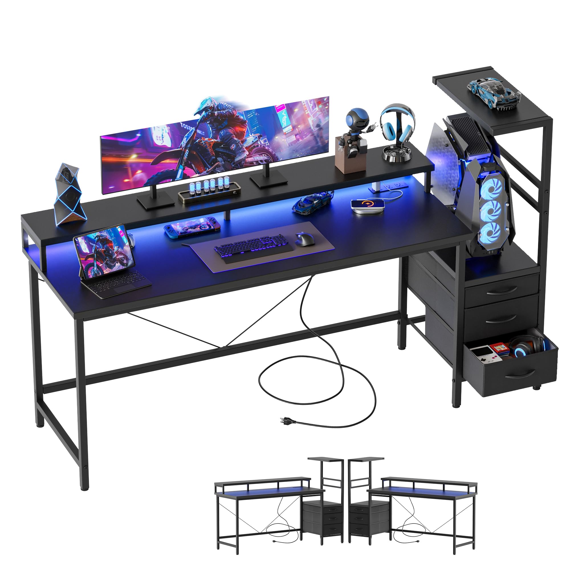 Mericonia 52' Reversible Gaming Desk with Drawers
