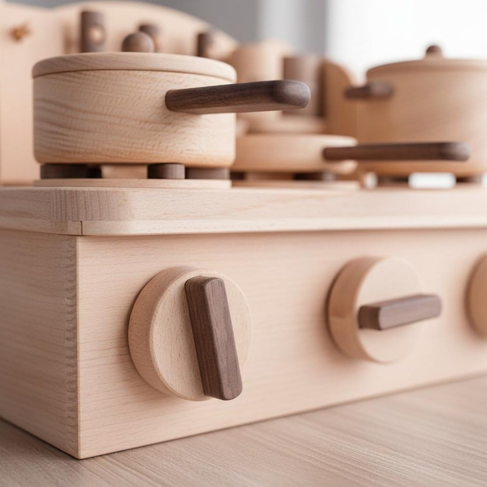 Cucina Giocattolo in Legno per Bambini Cucina Finta Mini Cucina Piano Cottura Pentole Utensili Barattoli Spezie Aspetto Classico in Legno Adatta per Gioco Creativo Casa Centro Infanzia Regali