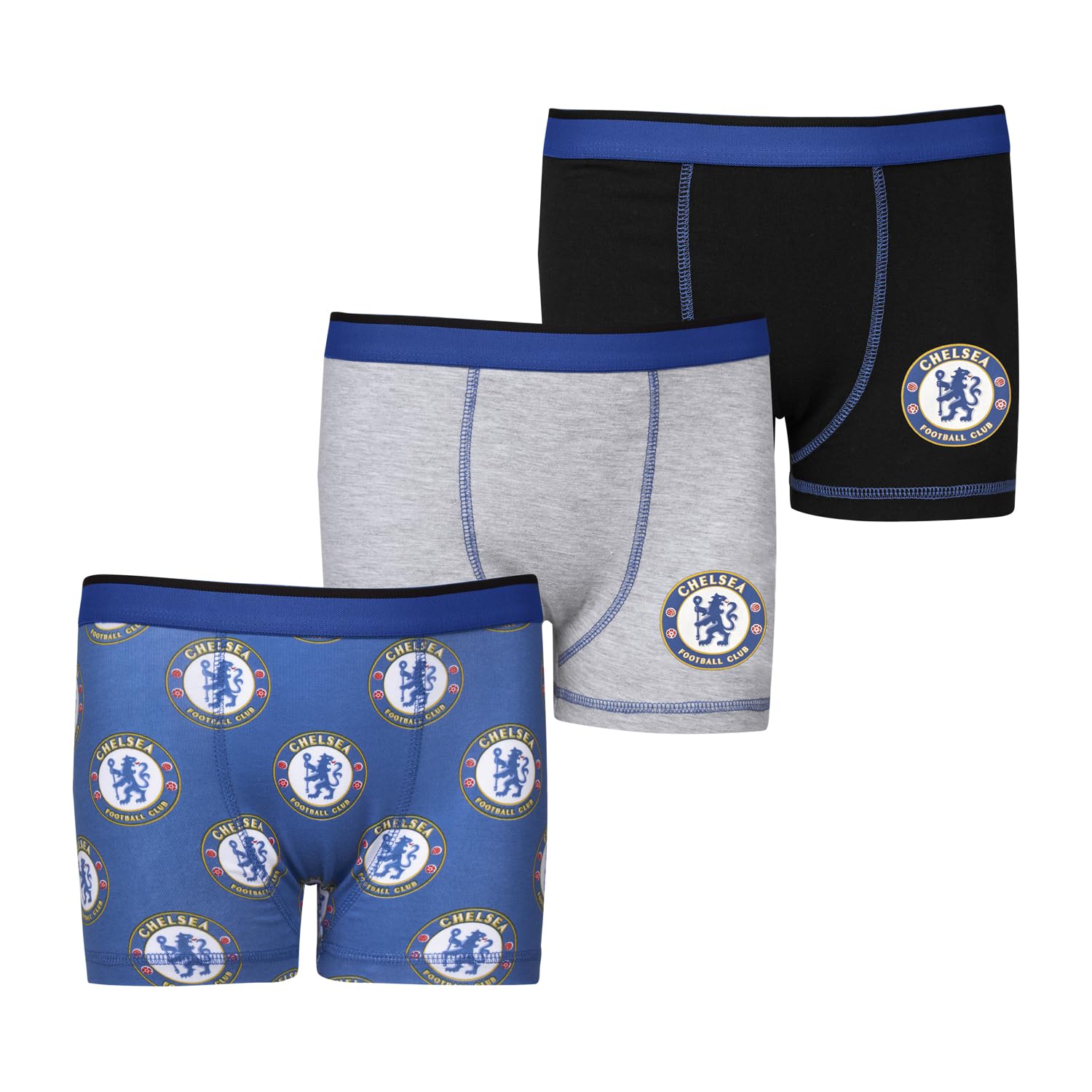 Chelsea F.C. Boys Boxers | Boys Boxer Shorts Pack of 3 | Multipack Underwear Underpants Merchandise 11-12 Years Blue