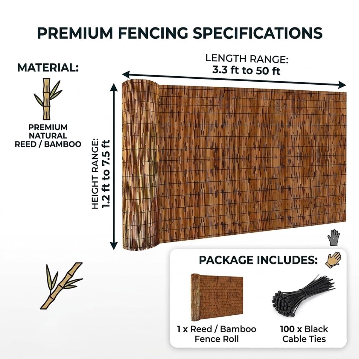 Arella Bamboo per Decorazioni Esterno, Recinzione Giardino Frangivista, Stuoia in Canna Naturale per Divisorio Cortile, Copri Ringhiera Balcone Arrotolabile(Naturale,W160 x H220cm)