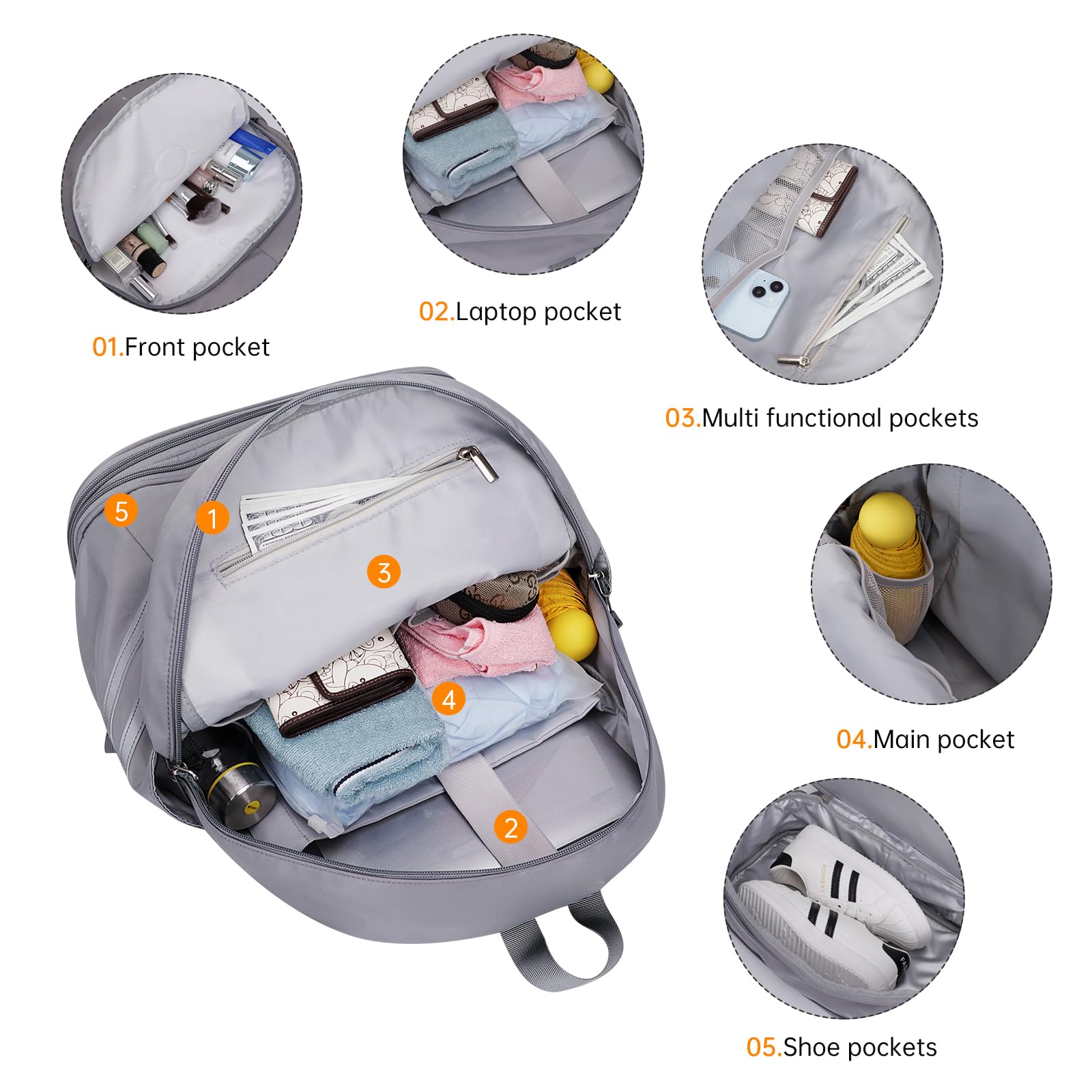 HUA ANGEL Zaino Impermeabile All'aperto On Scomparto Per Scarpe Zaino Da Viaggio Pieghevole 36-55l Scalabile Leggero Antifurto Zaino Sportivo Unisex per Palestra Nuoto Affari viaggi