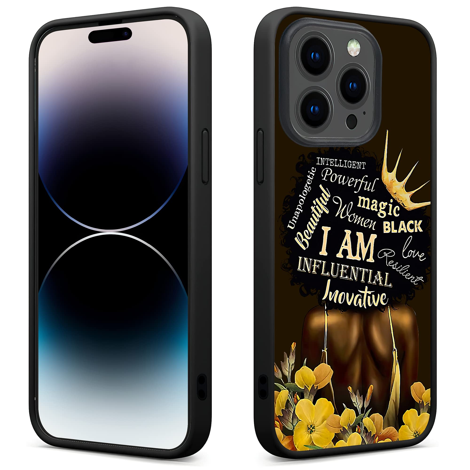 Elightvap Compatible with iPhone 14 Pro Max, Black Girls, Behind The Queen Designed for Women Men,Gel Rubber Full Body Protection Shockproof Drop Protection Cover TPU Case-iPhone 14 Pro Max-6.7 inch