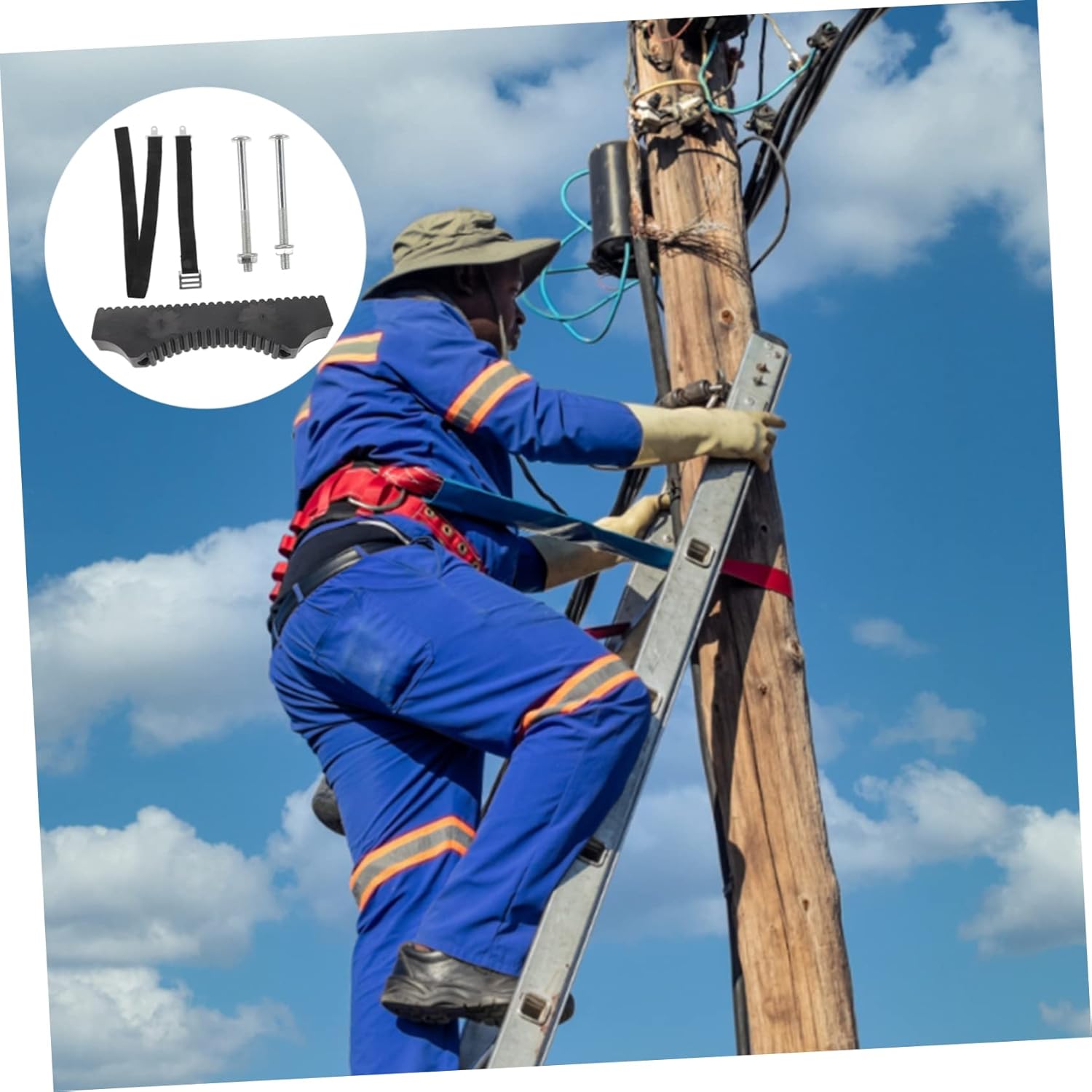 POPETPOP 1 Set Ladder Stabilizer Mat for Telescopic and Straight Ladders Non Slip Cover for Enhanced Safety Easy Installation Durable Accessory for Electricians and Renovators