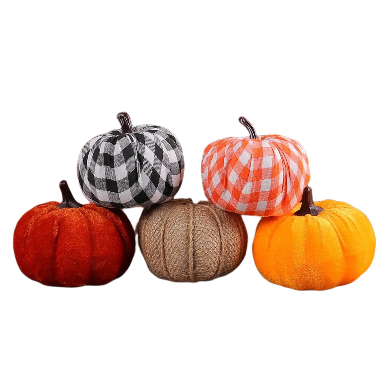 5Pieces Fabric Pumpkin Decoration Thanksgiving Table Centerpiece Fall Harvest Home Desktop Ornament Seasonal Decors Thanksgiving Festival Ornament