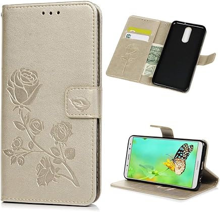 PHONE CASE HOME Estuche para Huawei Mate 10 Lite, funda con tapa de cuero delgado y delgado con soporte de tarjeta con soporte de tarjeta y soporte Funda con estuche plegable con soporte ultra delgado