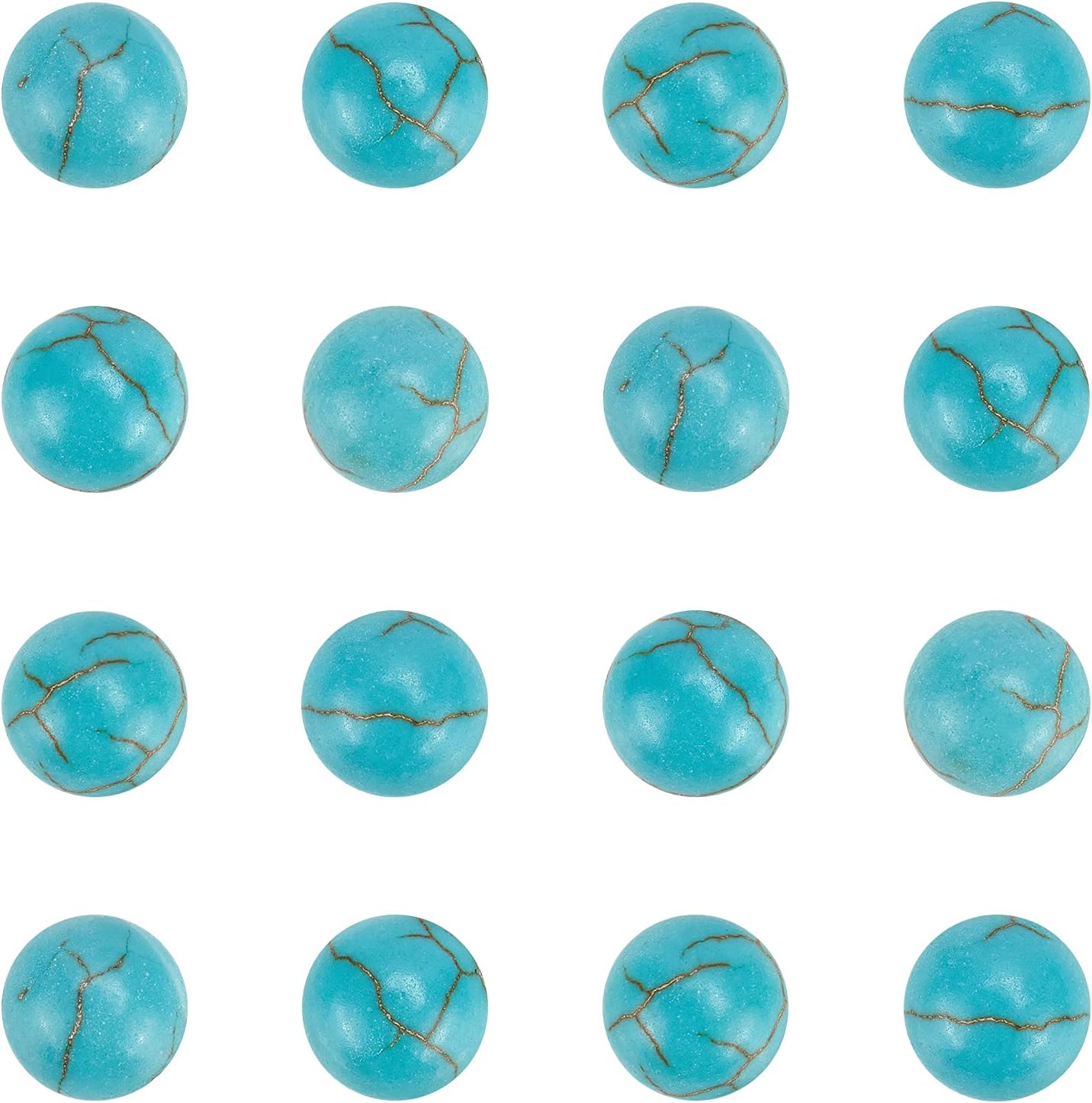 arricraft 100PCS Natural Stone Beads 6mm Turquoise Round Gemstone Loose Beads Flat Back Stone Cabochons Craft Findings for DIY Jewelry Making-Half Round