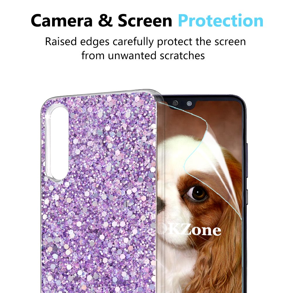 OKZone Huawei P20 Lite Hülle – Glitzer TPU Silikon Case Mit Bling Design, Rosa – Inkl. Displayschutzfolie