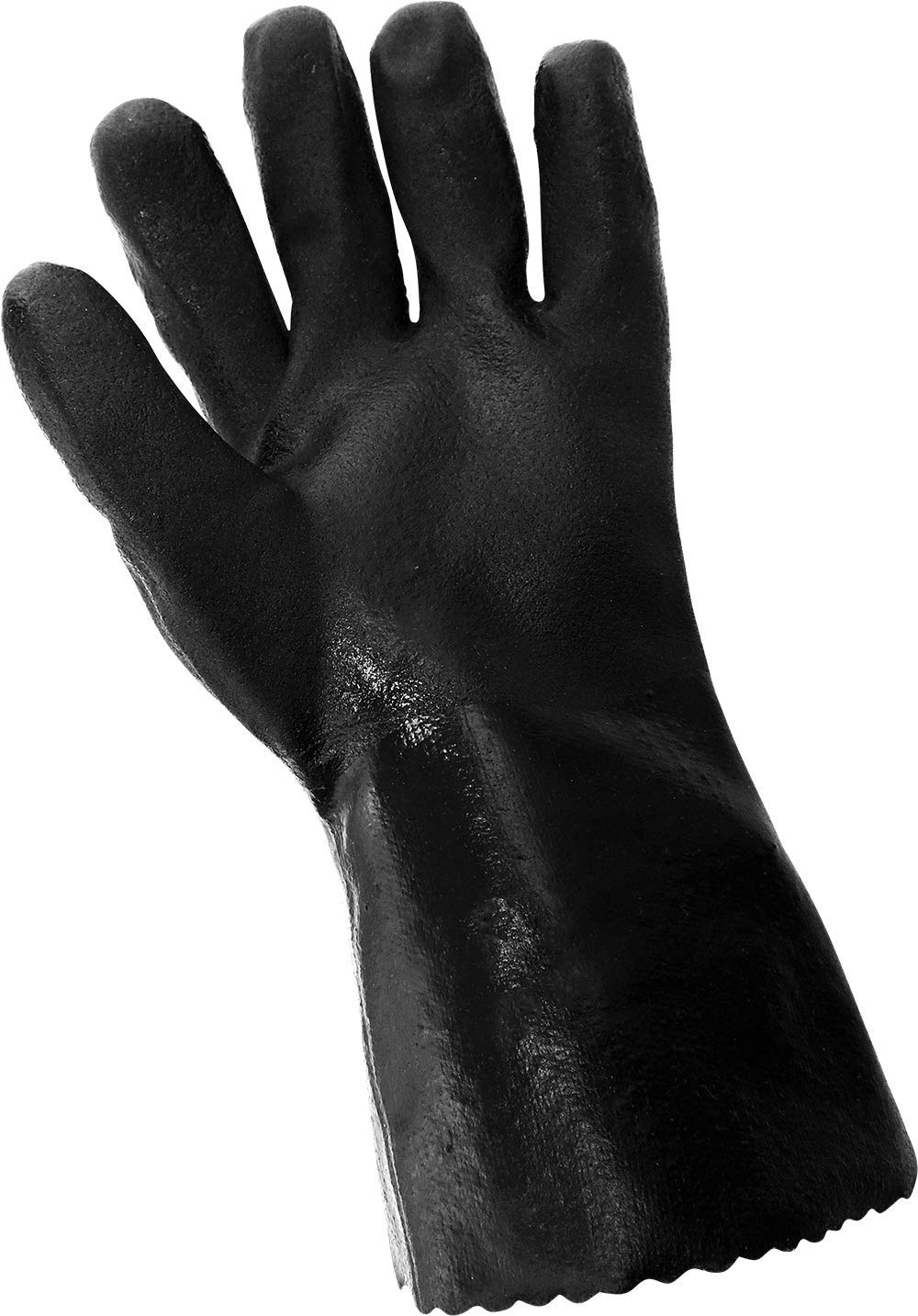 Global Glove 700 FrogWear PVC Jersey Lined Premium Glove with Knit Wrist Cuff, Chemical Resistent, 12" Length, Extra Large, Black (Case of 72)