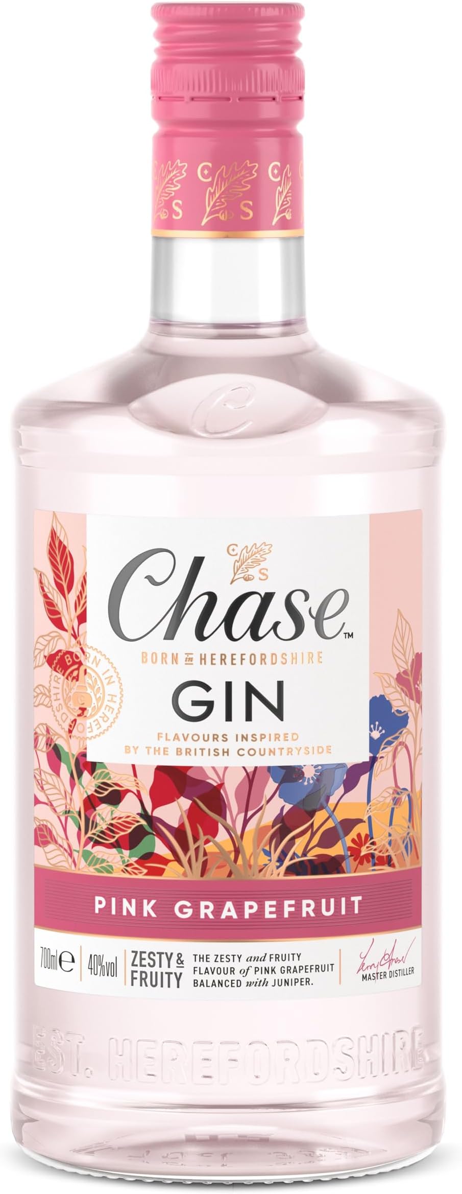 Chase Pink Grapefruit Gin | 40% vol | 70cl | Hints of Juniper & Lime Zest | Grapefruit Gin | Award-Winning | Recommended with Tonic & in Cocktails