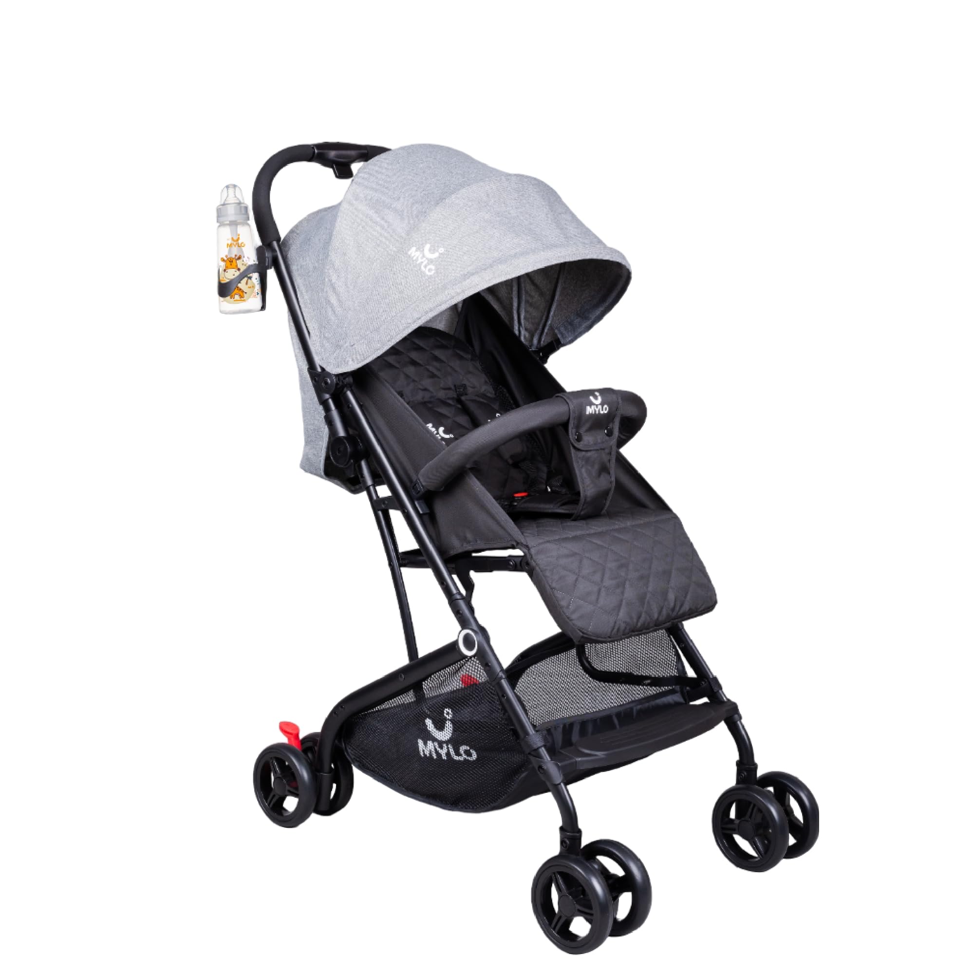 Mylo Riviera Ultra-Light Premium Stroller| 5 Points Safety Harness, Compact Design, Easy to Carry, Easy to Fold| Air Travel Friendly |Multi Position Reclining|0-3 Years | Grey & Black-image-27